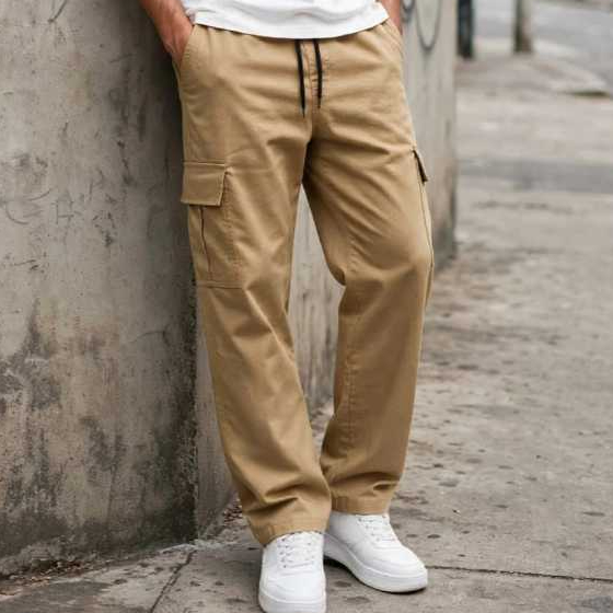 Calça Cargo em Sarja Premium Calça Reta Masculina Tendencia