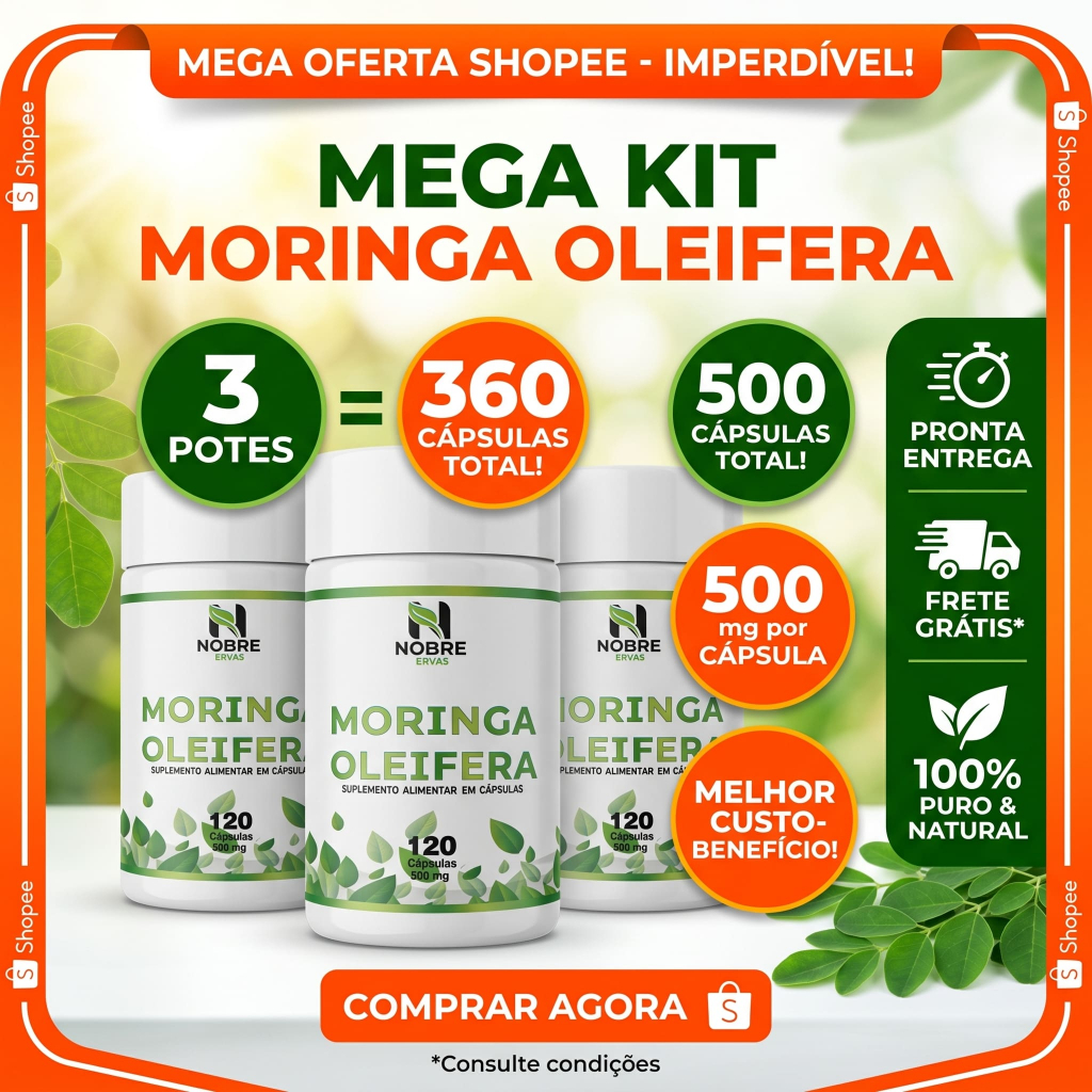 Moringa Planta Kit 3 Potes 360 100% Natural