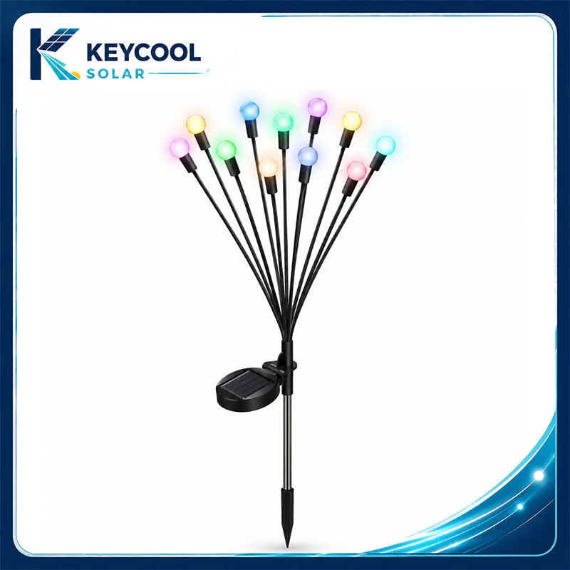 Keycool Luz Solar Jardim Vagalume 6/8/10 LEDs IP65 Automática Luz Quente/Colorida para Quintal Caminho Externo