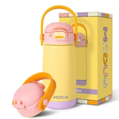 Garrafa Modus Térmica Infantil 350ml Com Canudo Aço Inox Menina