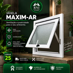 Vitro Maxim ar 60x60 - Janela de Banheiro- Aluminio Branco 25 Predial - Basculante