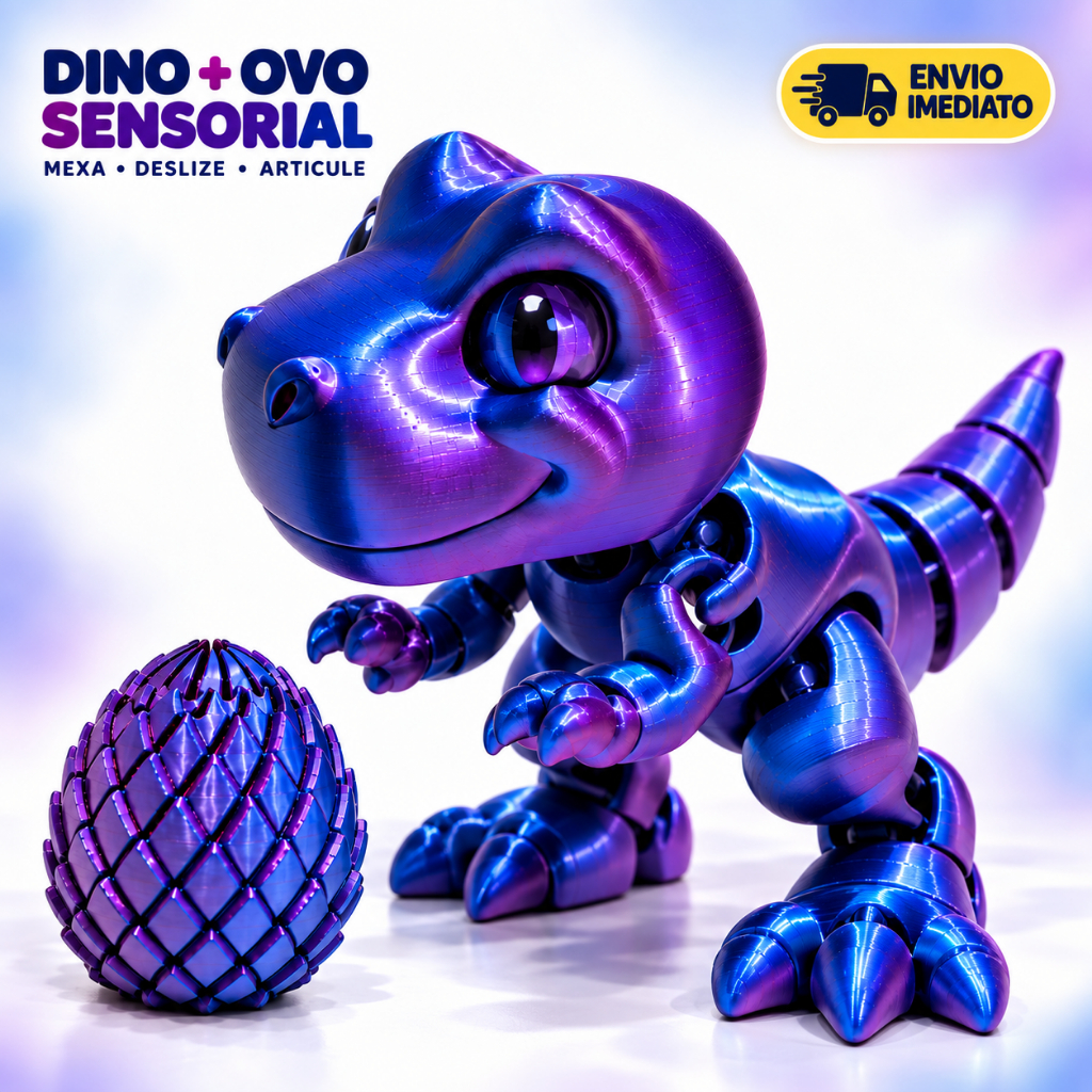 Brinquedo Infantil Kit Dino e Ovo Sensorial Articulado Educativo Presente Dia das Crianças