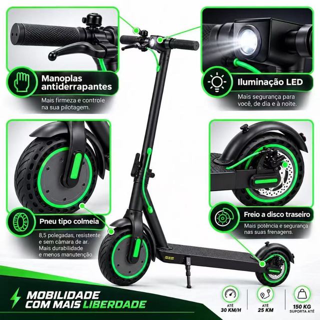 Patinete Elétrico Scooter Para Adultos 350W Capacidade de Carga de 150KG