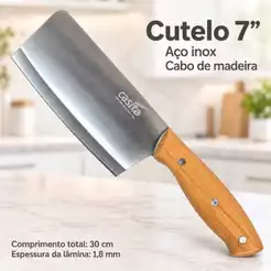 Faca Cutelo 7 Pol. Aço Inox Cabo Madeira Casita
