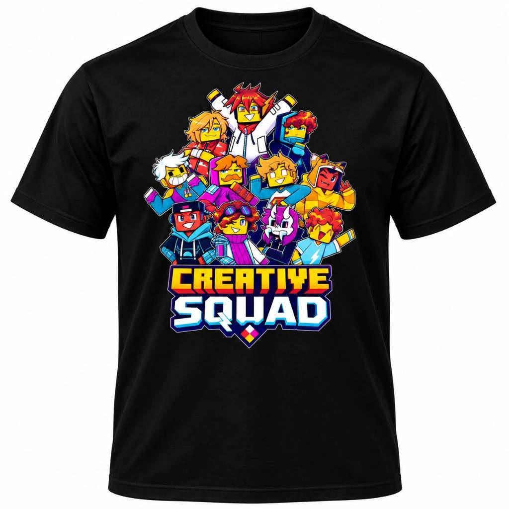 Camiseta Creative Squad Infantil Feuripe Onerb Youtuber Fixz Unissex Juvenil Presente Blusa Festa