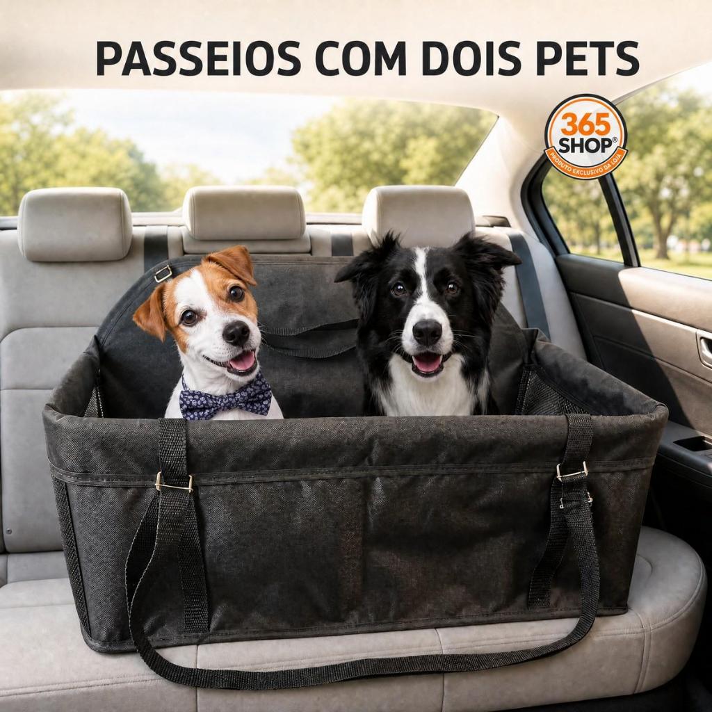 Cadeira Assento Para 2 Pets Cachorros Gatos Juntos no Carro Até 10kg Transporte Viagem