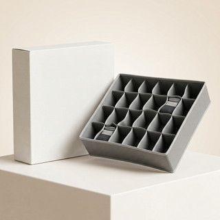Organizador Gavetas Flexível Roupa Íntima Meia TNT Cinza 32x32x10cm