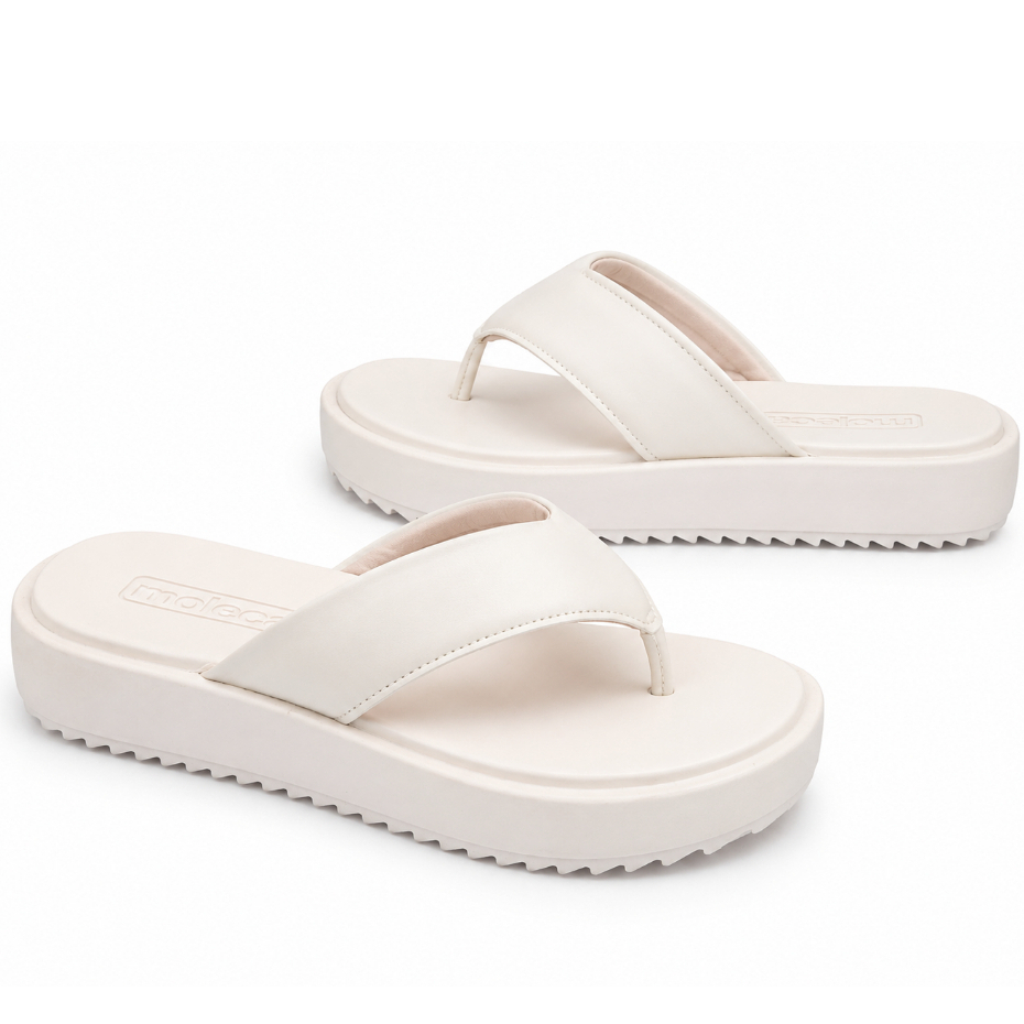 Sandália Flat Moleca 5489.100 Feminina Original Chinelo Plataforma Alta Tratorada Confortável Tamanco Casual Moderno
