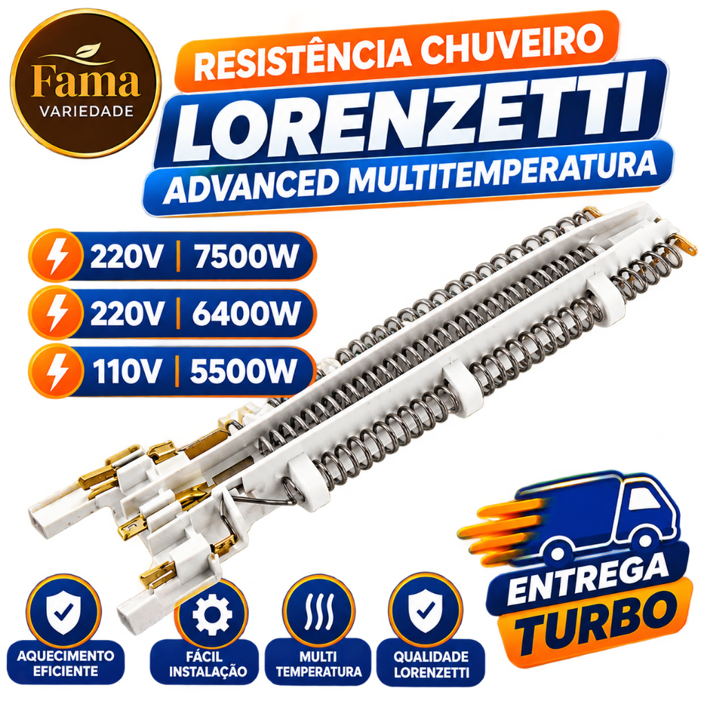Resistência Ducha Advanced e Top Jet 110V - 6400W 220V - 6400W / 7500W Durável