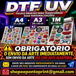 Adesivo DTF UV | Alta Qualidade | Com Verniz | Pronto para Aplicar