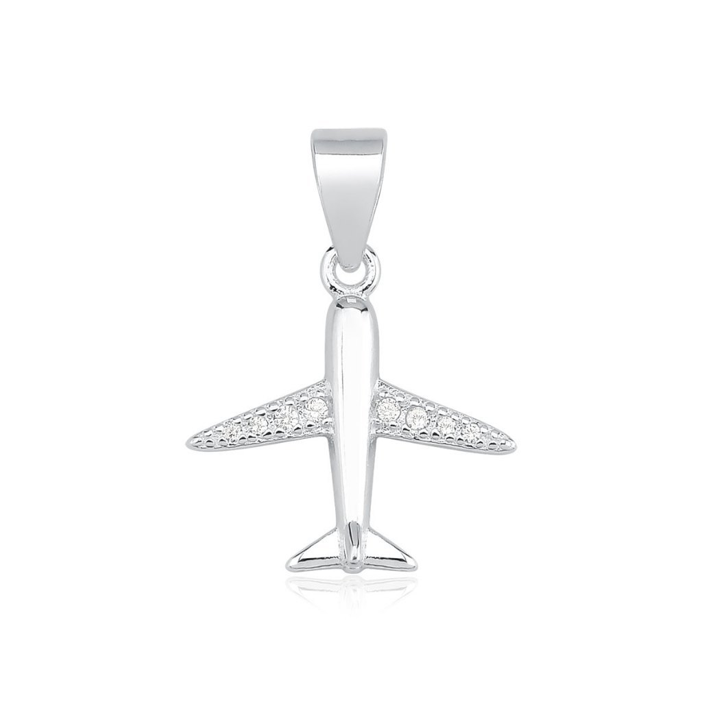 Pingente de Prata 925 Aviãozinho Cravejado
