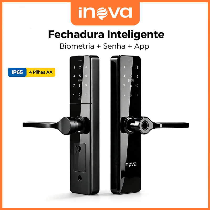 INOVA Tuya APP Fechadura Digital Biométrica Inteligente Com Corpo De Trava YS-12884-black
