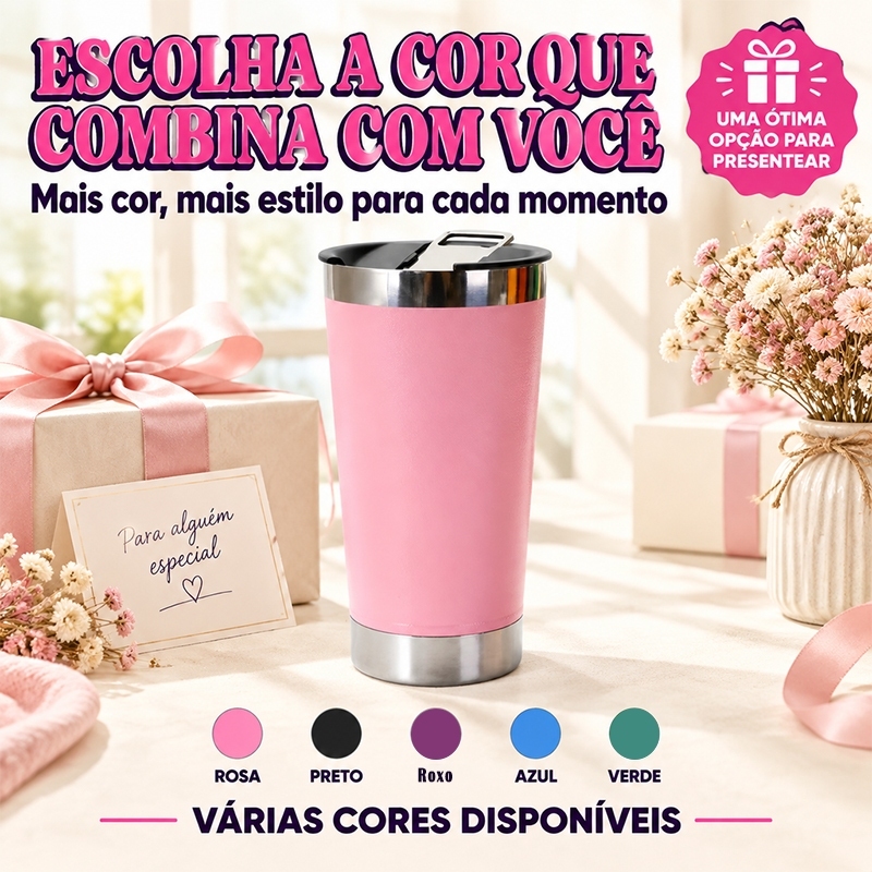 Copo Térmico 473ml Gelada Quente Caneca Com Tampa e Abridor de Garrafas Para Chopp Cerveja Bebidas Geladas Caneca Café