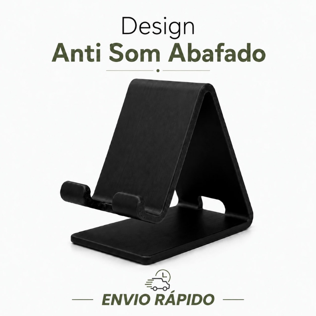 Suporte para Celular de Mesa Anti Som Abafado com Saída de Áudio | Universal, Firme e Compacto + Envio Imediato