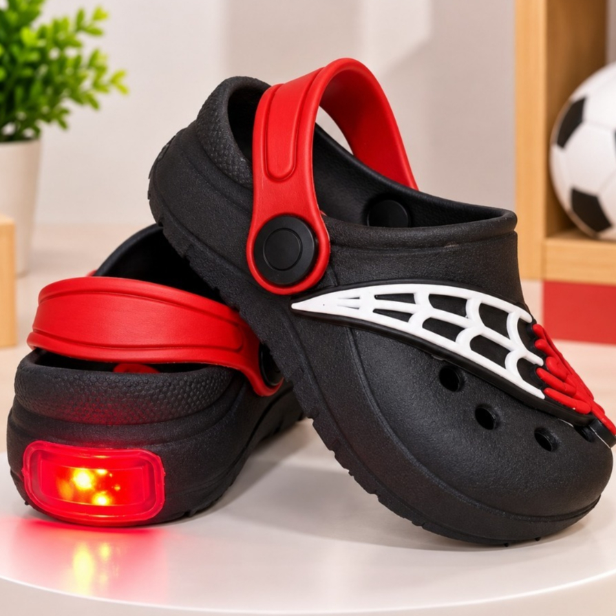 Babuche Sandalia Infantil Para Menino Com Luz De Led Confortável E Macio Antiderrapante Seguro