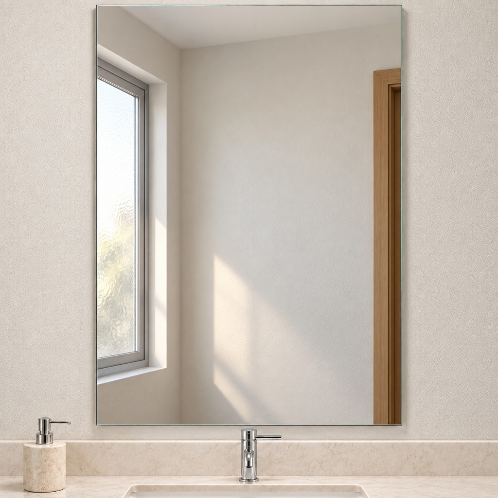 Espelho Retangular Parede Grande 70x50 Lapidado Polido Decorativo Moderno C Suporte Banheiro Quarto