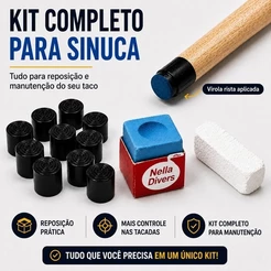 Kit Bilhar/Sinuca - 500g Giz Branco + 50 uni. de giz Azul 7 Belo + 10 Virolas Ponteiras Para Taco