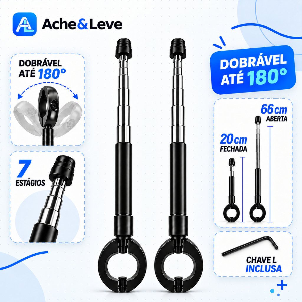 Antena Corta Pipa Moto Retrátil Anti Cerol Aço Inox Guidão