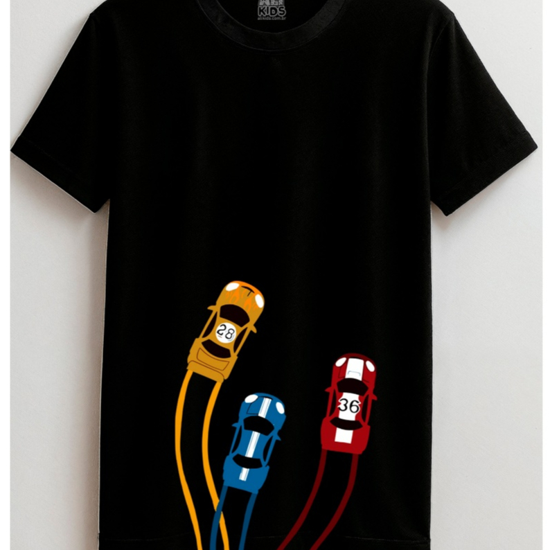 Camiseta Corrida Carros Juvenil e Infantil 2 ao 16 anos Menina Menino Esporte Urban