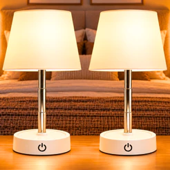 Kit 2 Luminária Abajur Led Recarregável USB escritório Quarto Mesa Sem Fio Retrátil Luz De Leitura Noturna