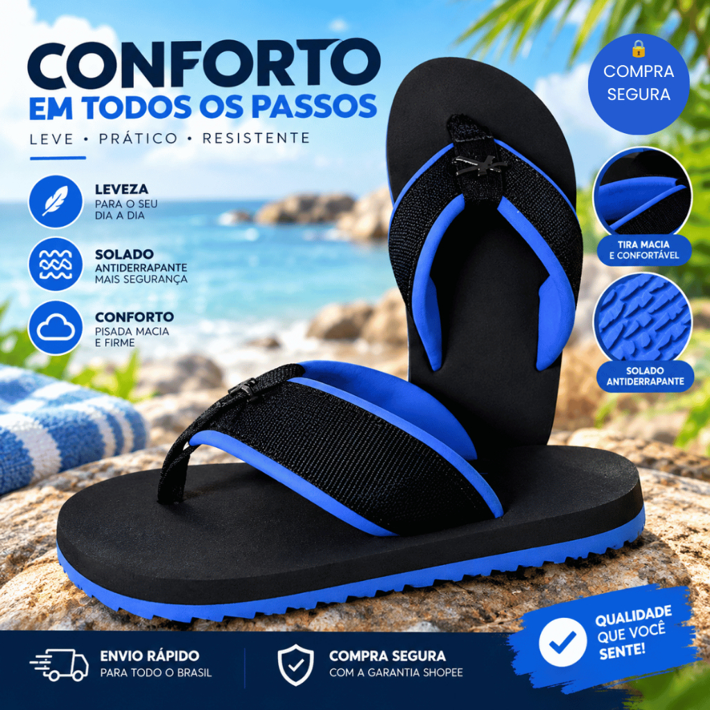 Chinelo Infantil Casual Menino Menina Confortável Leve Antiderrapante Passeio Lazer ENVIO IMEDIATO