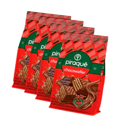 Kit 4un Wafer Piraquê Chocowafer Chocolate Coberto 63g