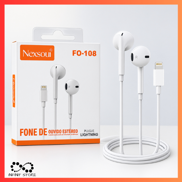 Fone De Ouvido Lightning Com Fio Com Microfone Para Ipad Iphone 7 8 X 11 12 13 14 PRO MAX A'GOLD/ALTOMEX