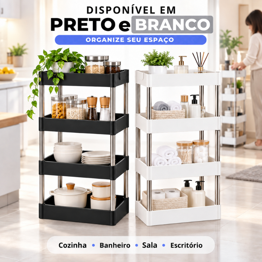 Organizador 4 Andares Multiuso Estante Compacta para Cozinha Banheiro Lavanderia e Sala