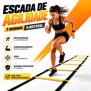 Escada de Agilidade 7 Degraus Ajustável Treino Funcional Futebol Futsal