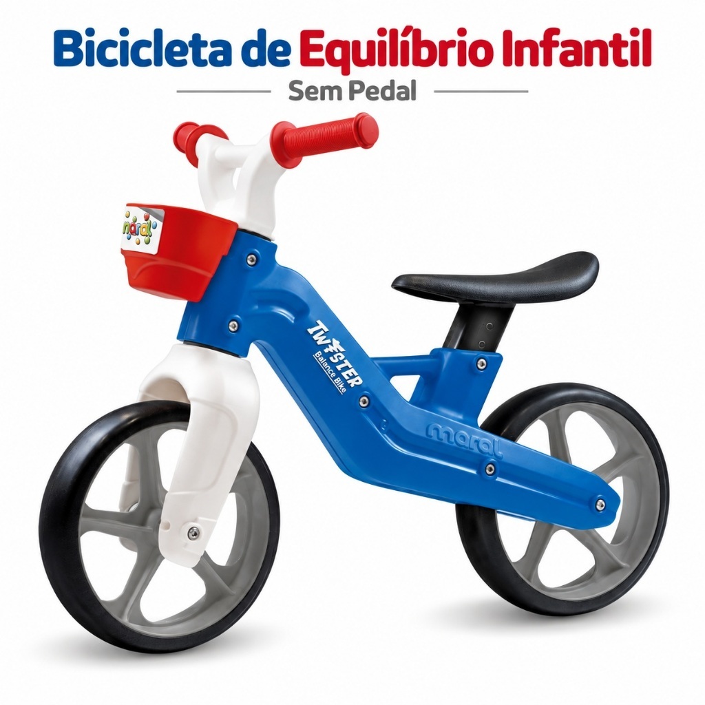 Bicicleta Infantil de Equilibrio Sem Pedal com Cestinha para Crianças e Bebê Aprender a Andar