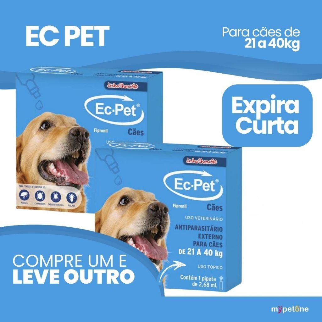 EC PET 2,68mL Chemitec Antipulgas e Carrapatos - Cães de 21 a 40Kg