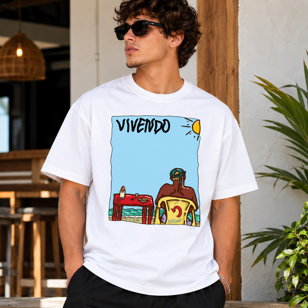Camiseta Basica Praia Verão Vivendo Estampado Camisa 100% Algodão Envio Imediato!!