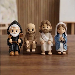 Mini Jesus sentado - Maria - Frei Gilson - SÃO BENTO Lembrancinhas- Miniatura Colecionável Decoração Religiosa e ALTAR