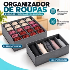Organizador de Gavetas com Divisórias 6 ou 24 Nichos para Meias Cuecas Sutiãs e Roupas Íntimas