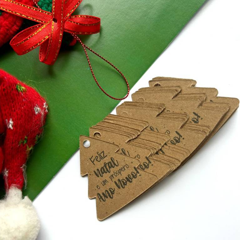 tag kraft Feliz Natal Arvore- Mimo natal- Lembrancinha Natal- Embalangens natal — imagem 2 de 2