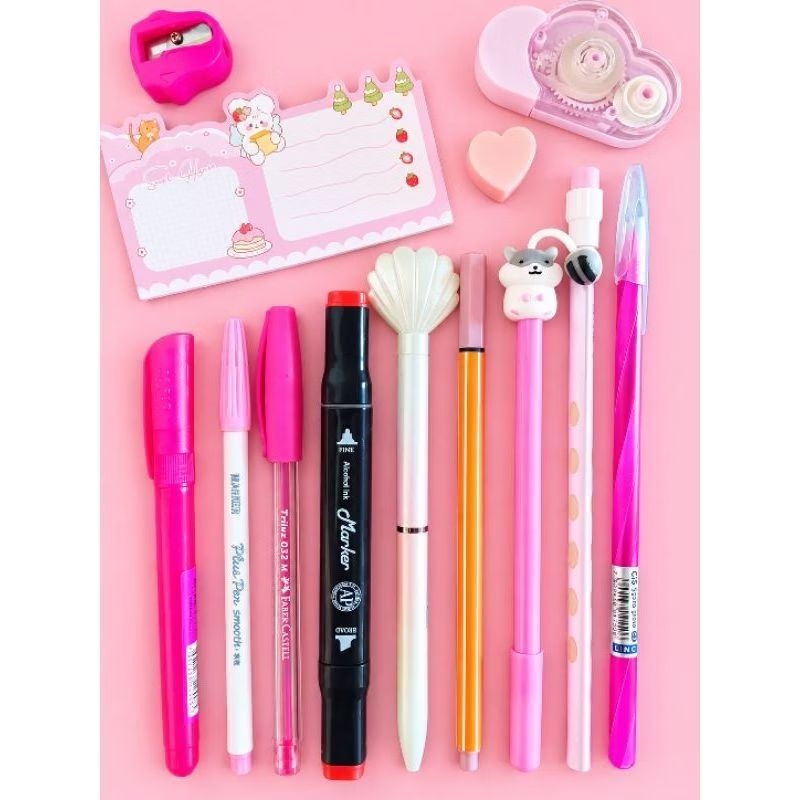 Kit Papelaria Fofa Kawaii Completo Colorido Cor Única Presente Escolar