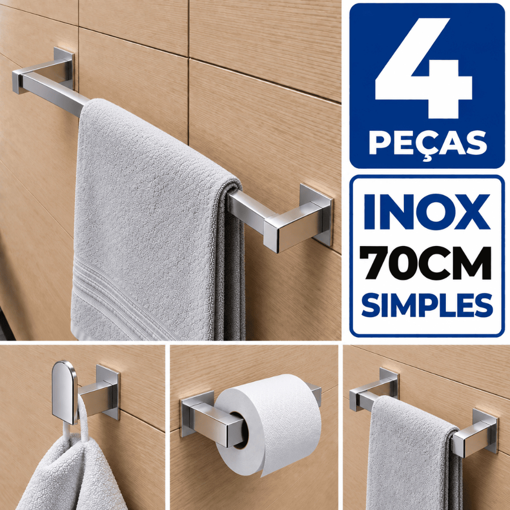 Kit Acessórios Banheiro/lavabo 4 Peças Aço Inox 304 Q4D