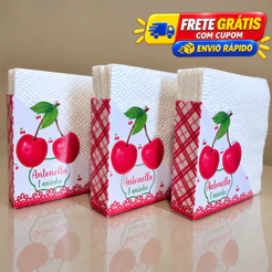 Porta Guardanapos Personalizado - Centro de Mesa - Lembrancinha para Festa (Envio Rápido) - Frutinhas - Cerejinha