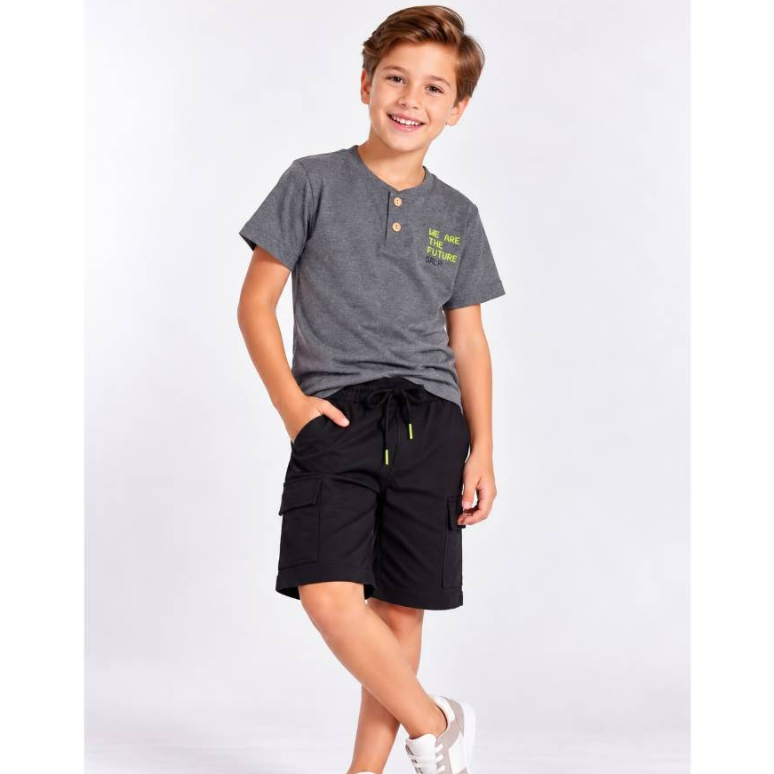 Conjunto Infantil Menino Verão Serelepe Kids  Tamanhos 8, 10 e 12 Confortável e Estiloso