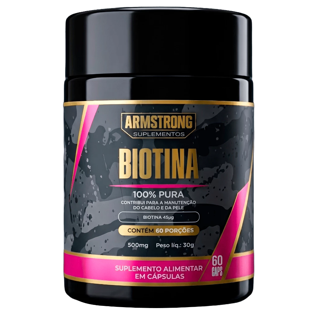 Biotina 100% Pura 60 Cápsulas Cabelo Pele e Unhas Vitamina B7 Armstrong Suplementos Envio Imediato — imagem 1