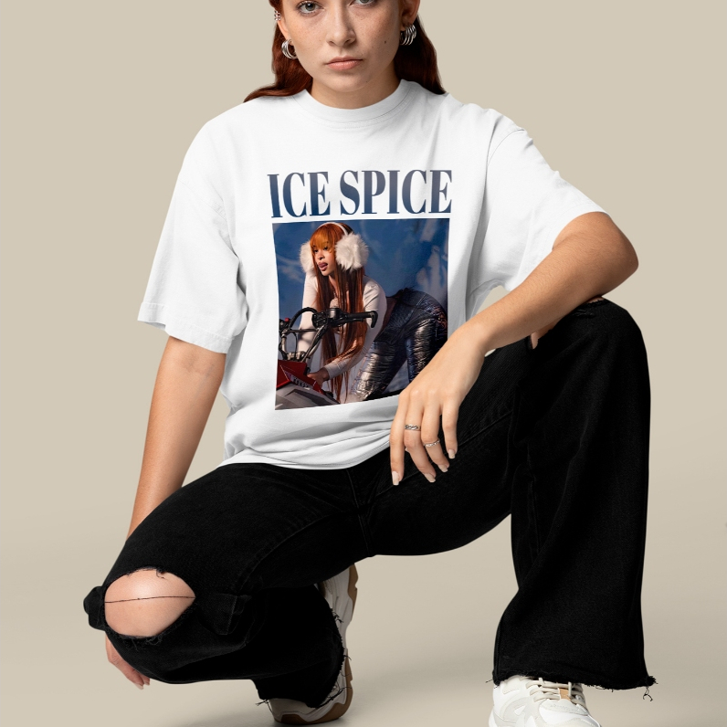 Camiseta Oversized Ice Spice Estampada Unissex Estilo Streetwear Casual Moda Jovem Confortável e Versátil para Looks