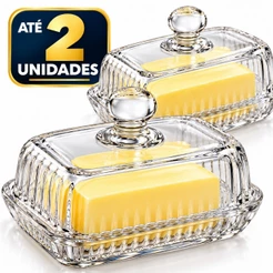 Manteigueira de Vidro com Tampa Porta Manteiga para Geladeira Mesa Cozinha