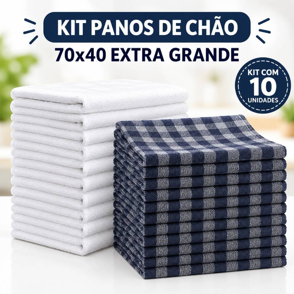 Kit 10 Panos De Chão Extra Grande 70x40 Grosso