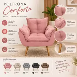 Poltrona Opala Pés Palitos, Decorativa, para sala, recepção... ENVIO IMEDIATO