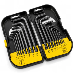 Jogo de Chaves Allen Hexagonais e Torx 18 Peças Extra Longas Tipo L Titanium Platina