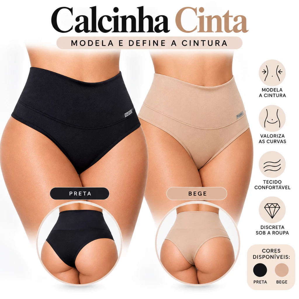 Calcinha Cinta Seca Barriga Suplex Modeladora Alta Compressão Feminina Conforto