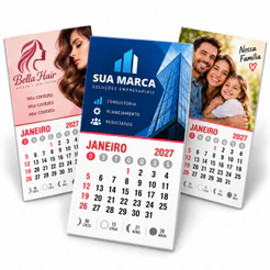 40 ou 100 Mini Calendário Personalizado 2027 Imã Geladeira Brinde Promocional Lembrancinha