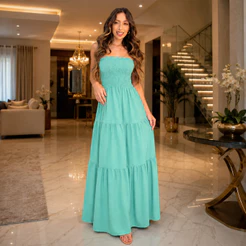 Vestido Longo Tomara Que Caia Elegante Lastex