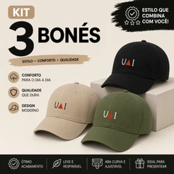 Boné Uai Minas Gerais Triângulo Vermelho Mineiro Aba Curva Dad Hat | Avulso ou Kit com 3 Bonés
