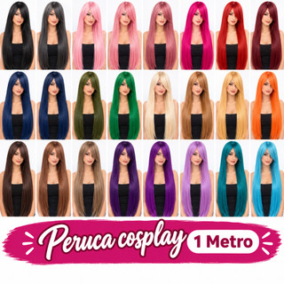 Peruca Cabelo Orgânico Cosplay liso  Várias Cores Mangá  Anime Fantasia diversas cores